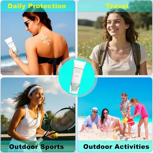 Vista 6 de Protector solar coreano Centella SPF 50+ de amplio espectro, fórmula mineral sin fundición blanca, protector solar diario ligero para pieles