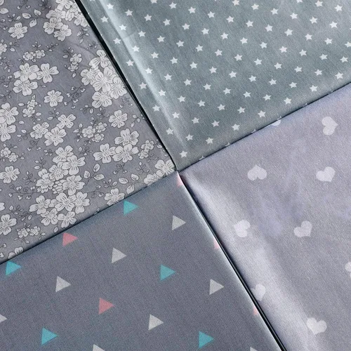 Vista 4 de Paquete de 12 piezas de tela de acolchado gris grueso floral para manualidades, hojas cuadradas de costura precortadas, 20 x 16 pulgadas/19.7 x 15.7