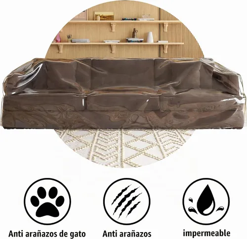 Vista 3 de Imperius Funda de sofá transparente gruesa resistente al agua, cubierta de plástico impermeable para sofá, funda de sofá de vinilo para evitar