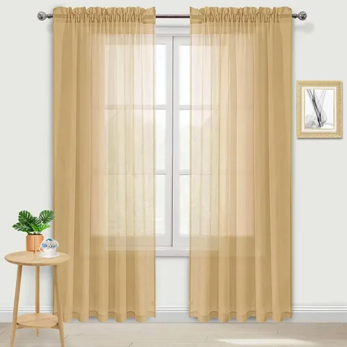 Vista 141 de DWCN Cortinas Transparentes Aqua de Voile Semitransparente con Bolsillo para Barra para Dormitorio y Sala de Estar, 36 x 36 pulgadas de Largo, Juego