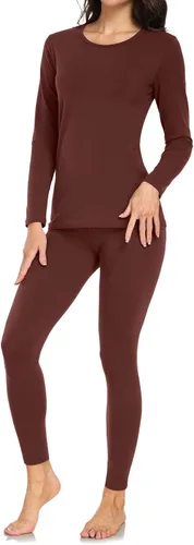 Vista 15 de wirarpa Juego de ropa interior térmica de algodón para mujer, ligera, pantalones largos, capa base, conjunto de pijama para mujer, parte superior e