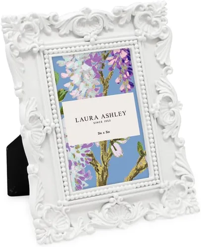 Vista 41 de Laura Ashley - Marco de fotos 2x3 negro con textura ornamentada hecho a mano en resina con caballete, para exhibición en mesa y pared, con diseño