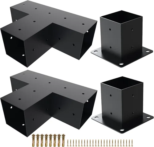Vista 11 de Kit de pérgola - Soportes de 5 vías para vigas de madera de 4 x 4 pulgadas, cenadores, patio y cobertizos