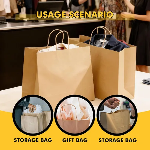 Vista 5 de RACETOP Bolsas de Papel Marrón Grandes con Asas al Por Mayor 100 Piezas 16x6x12 Pulgadas Bolsas de Regalo al Por Mayor, Bolsas de Papel Kraft Marrón