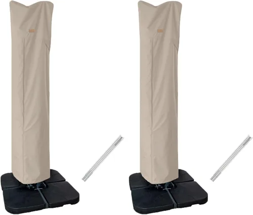 Vista 8 de Funda para sombrilla de patio con varilla para sombrillas de 7 a 11 pies y paraguas de doble cara de 15 pies, cubierta protectora impermeable