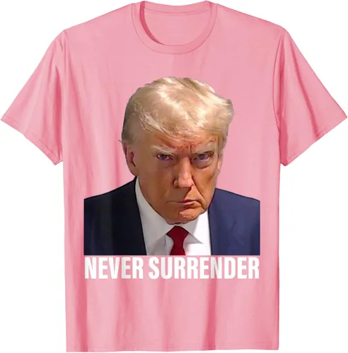 Vista 58 de Camiseta Pro Trump Mugshot Never Surrender para hombre y mujer, Negro