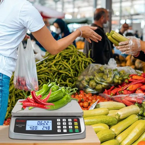 Vista 9 de Báscula de Alimentos 88lb/40kg Báscula Digital Grande de Cocina 0.05oz/1g con Cálculo de Precios Báscula Comercial Acero Inoxidable 304 báscula