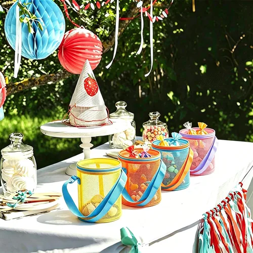 Vista 3 de 4 bolsas plegables de almacenamiento de juguetes, bolsas de conchas marinas de gran capacidad para la playa, bolsa de almacenamiento portátil