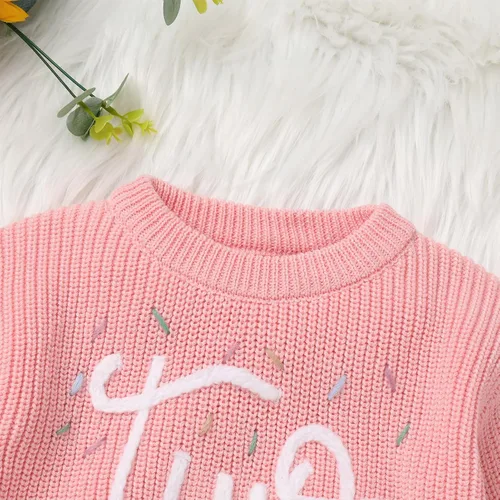 Vista 5 de IDOPIP Traje de primer cumpleaños para niñas pequeñas, suéter de punto con bordado bohemio, ropa de otoño e invierno