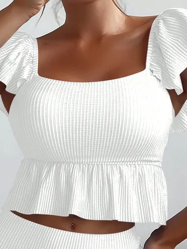 Vista 3 de SOLY HUX Women's Plus Size Polka Dots Cold Shoulder Short Sleeve Button Tie Front Top Blouse
