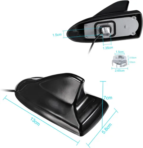 Vista 4 de Eightwood Shark Fin - Antena de radio FM para automóvil, reemplazo universal de antena de montaje en techo para vehículo, automóvil, camión