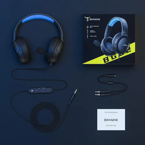 Vista 7 de BINNUNE Auriculares para juegos con micrófono para PS4 PS5 Xbox Series XS Xbox One PC Switch, auriculares con cable para gamer con micrófono