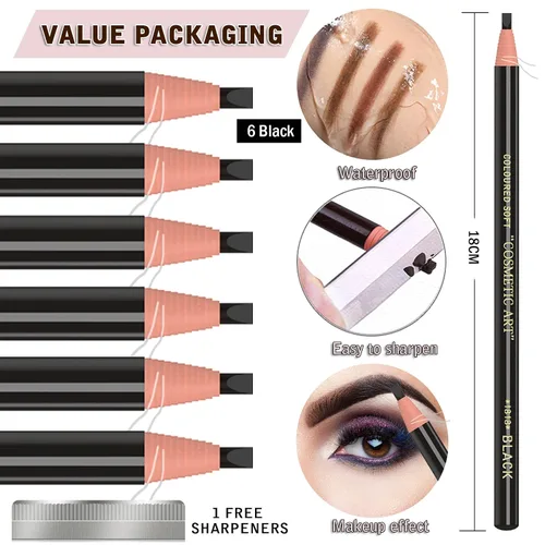 Vista 3 de Kit de maquillaje para tatuar cejas y suministros de microblading con lápices de cejas resistentes al agua - Permanentes, en 5 colores, lápices