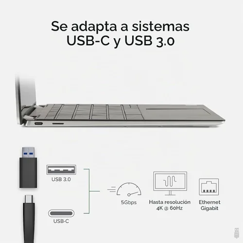 Vista 5 de Plugable Adaptador Dual Monitor 4K DisplayPort y HDMI para USB 3.0 y USB-C, Compatible con Windows y ChromeOS
