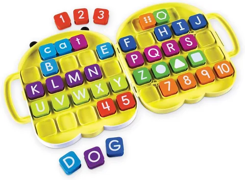 Vista 2 de Learning Resources AlphaBee - Juego de actividades de reconocimiento de alfabeto, escuela en casa, ABC, números, formas y palabras, multicolor