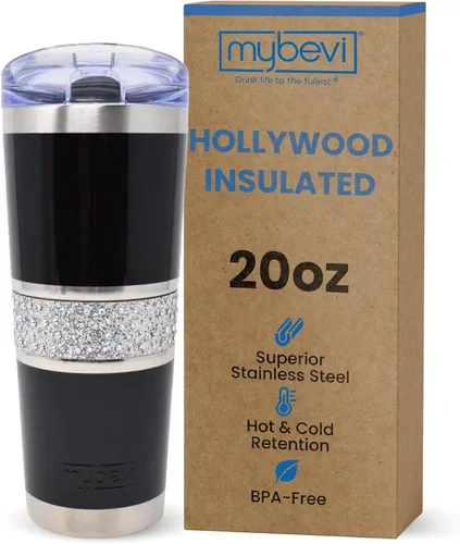 Vista 16 de MyBevi Vaso aislado Hollywood – Vaso de viaje de acero inoxidable de 20 onzas con tapa resistente a fugas Sin BPA, reutilizable, se adapta a