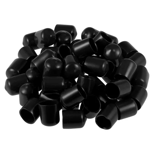 Vista 4 de uxcell 80 tapas de goma de 0.551 in de vinilo de identificación redonda tapa tapa de rosca de tornillo protectores negro