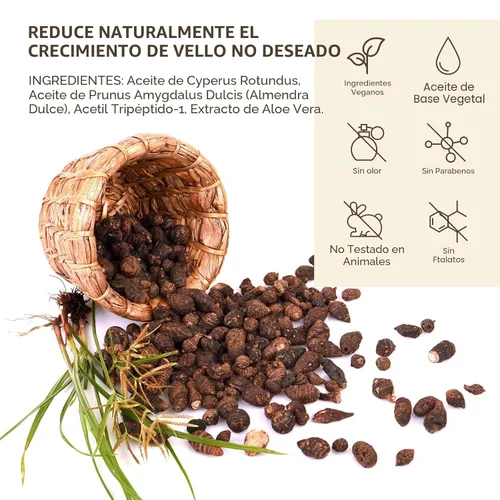 Vista 3 de Cyperus Aceite de reducción de cabello (paquete de 2) – Fórmula botánica natural para reducir el crecimiento no deseado del cabello, aceite corporal