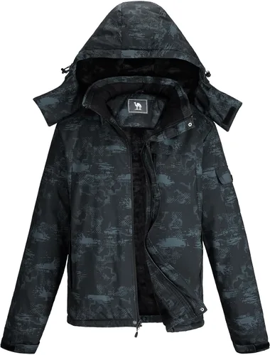 Vista 7 de CAMEL CROWN - Chaqueta de invierno para hombre, impermeable, chaqueta de esquí con forro polar cálido, resistente al viento, para nieve, lluvia