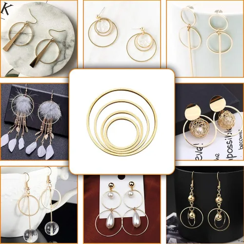 Vista 5 de 70 Uds., aretes de aro con cuentas, aretes redondos redondos, bisel abierto, marco colgante para fabricación de joyas