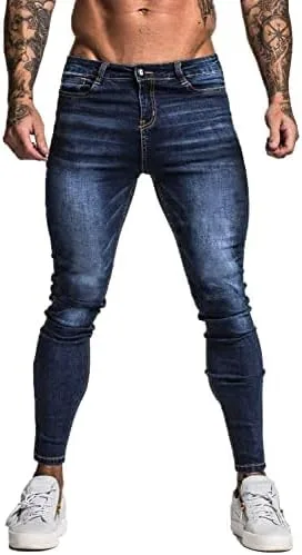 Vista 2 de Jeans Gingtto ajustados desgastados para hombre