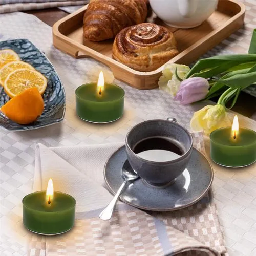 Vista 3 de Velas perfumadas hechas a mano, 12 velas redondas de velas de té de cera de abejas naturales, velas sin humo, para spa, decoración del hogar
