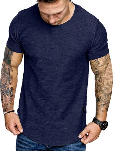 Vista 2 de Camiseta de Moda para Hombre, Camiseta Muscular de Gimnasio, Entrenamiento, Camiseta Atlética de Algodón, Camiseta Superior