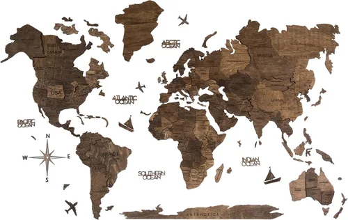 Vista 14 de Mapa del mundo de madera 3D, decoración de la casa, sala de estar, arte de pared 3D para el hogar, oficina, decoración de pared de madera, mapa