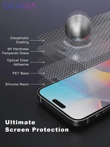 Vista 4 de GIGIKISS Protector de pantalla de privacidad compatible con iPhone 15 Plus de 6.7 pulgadas, protector de pantalla de vidrio templado HD antiespía