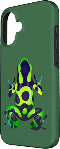 Vista 2 de Green & Black Poison Dart Frog Colored Exotic Amphibian Pet Case for iPhone 16