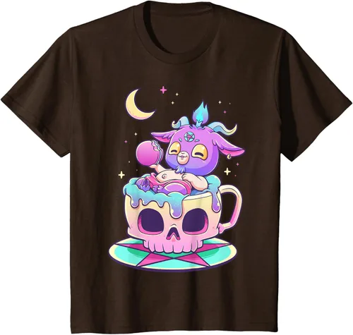 Vista 36 de Kawaii Pastel Goth Cute espeluznante Pentáculo Baphomet - Camiseta de cabra, Negro