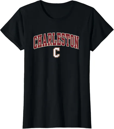 Vista 22 de Charleston Cougars Arch Over Logo - Camiseta con licencia oficial, Negro