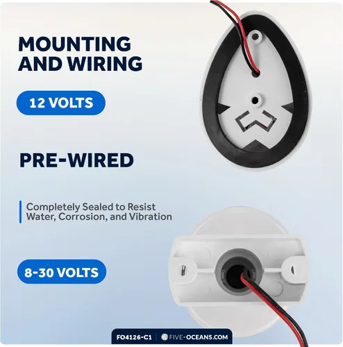 Vista 6 de Five Oceans Kit de luces LED de anclaje y navegación bicolor para barcos 12V DC, USCG Reglas 2NM, para pontón, barcos de pesca, botes de bajo