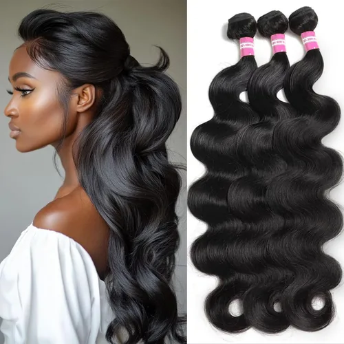 Vista 53 de DMKEEP Extensiones de cabello humano ondulado con cierre, 12, 14, 16+10 pulgadas, 100% cabello virgen brasileño sin procesar, 3 paquetes con cierre