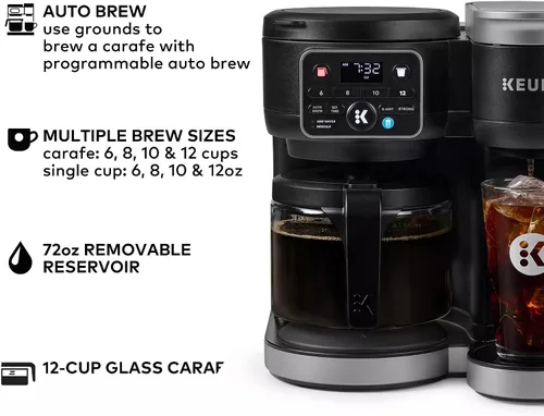 Vista 3 de Keurig KD5600 K-Duo - Cafetera caliente y helada de una sola porción y jarra, depósito de 72 onzas, tecnología MultiStream (Gen 2), negro (renovado)