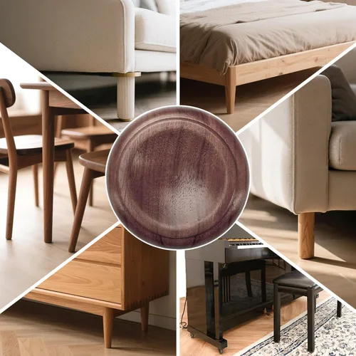 Vista 7 de 4 piezas de tazas de ruedas de piano vertical de madera maciza, tazas de ruedas para muebles, tazas de ruedas con almohadillas de fieltro