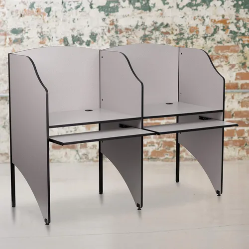 Vista 2 de Flash Furniture Jordan - Carrel de estudio complementario en acabado gris nebulosa