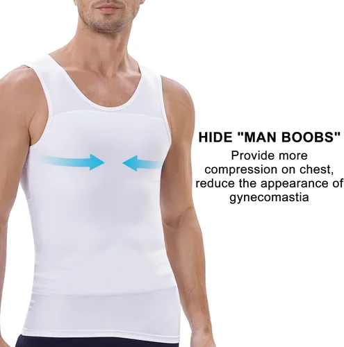Vista 4 de Lgtfy Mens Gynecomastia Compression Shirts, Slimming Body Shaper Tank Top, Tummy Control Undershirts - Change in Seconds