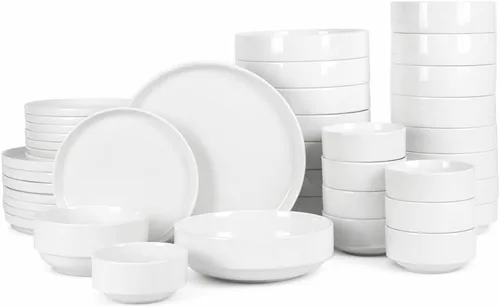 Vista 11 de Gibson Home Zen Buffetware - Juego de vajilla de 39 piezas para cena, color blanco