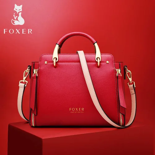 Vista 6 de Bolsos de cuero para mujer, con asa superior y correa ajustable