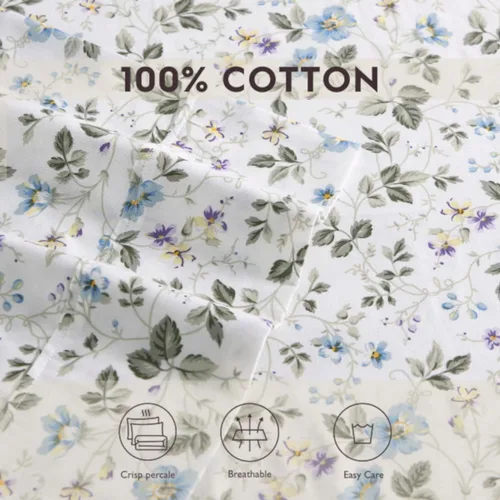 Vista 4 de Laura Ashley - Juego de fundas de almohada estándar, ropa de cama de satén de algodón, se suaviza con cada lavado