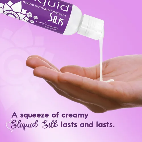 Vista 4 de Lubricante íntimo de seda Sliquid, tamaño de viaje - Lubricante híbrido a base de silicona y agua para mujeres, hombres y parejas, hipoalergénico