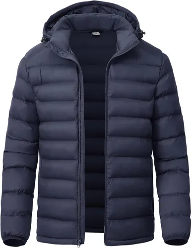 Vista 11 de YSENTO Men's Down Alternative Jackets Lightweight Water-Resistant Winter Insulated Puffer Coat Detachable Hood