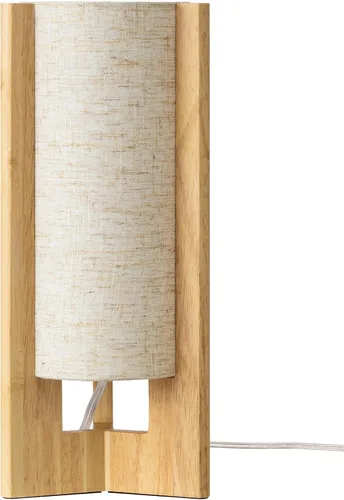 Vista 8 de EDISHINE Small Wood Table Lamp, 13.5" Modern Bedside Lamp, Beige Linen Shade, Natural Wood Cylinder Nightstand Lamp for Bedroom Living Room, On-Off