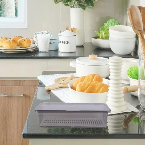 Vista 9 de Operitacx Soporte de plástico para palillos con tapa, organizador de cajones de utensilios con drenaje para cubiertos de cocina, hogar, camping
