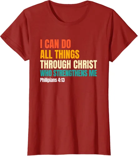 Vista 49 de I Can Do All Things Through Christ Christian Faith Camiseta, Negro, S