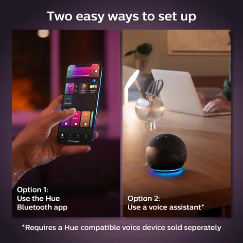 Vista 4 de Philips Hue Smart 40W B39 Bombilla LED en forma de vela - Luz de ambiente blanco y color cambiante - 1 paquete - 450LM - E12 - Control