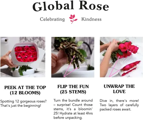 Vista 7 de GlobalRose Ramo de 50 rosas surtidas, rosas de origen responsable, flores frescas, ramo fresco de flores seleccionadas a mano para el día