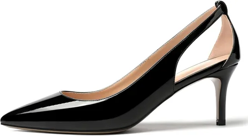 Vista 2 de MERRORI Zapatos de tacón medio con punta puntiaguda para mujer, sin cordones, de 2.5 pulgadas