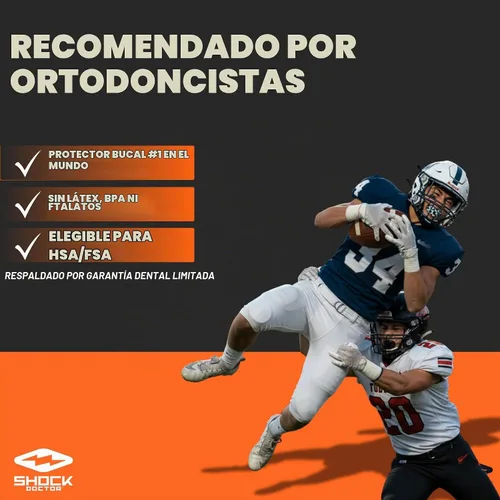 Vista 7 de Shock Doctor Braces Protector Bucal de Fútbol Americano, Dientes Superiores e Inferiores. Convertible, Ultra Doble Protección, Protector Bucal Negro